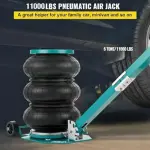 Elephant Heavy Duty Triple Air Bag Pneumatic Balloon Jack 11000lbs Quick Lift 5 Ton