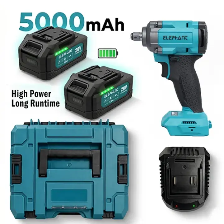 Elephant Heavy Duty 20V Cordless Impact Wrench with 2 Batteries | Build-In LED Lights | Forward & ReverseSwitch BW-600.