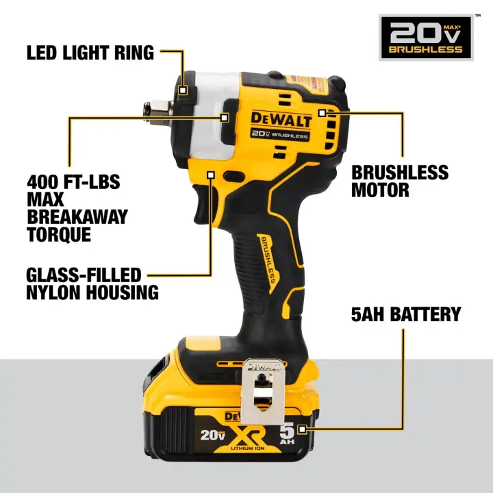 Cordless impact wrench with hog ring anvil kit.20V MAX* 1/2-in.DCF911P2