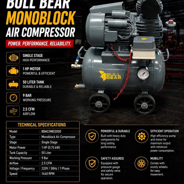 Bull Bear Monoblock Air Compressor BBAC-MB-2000